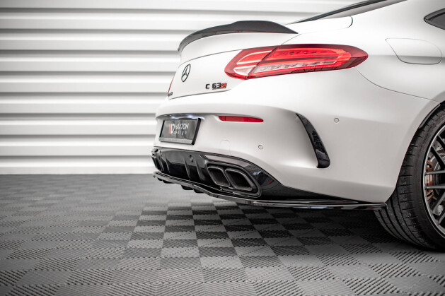 Mittlerer Cup Diffusor Heck Ansatz DTM Look für Mercedes-AMG C 63 AMG Coupe AMG Aero Paket C205 Facelift schwarz Hochglanz