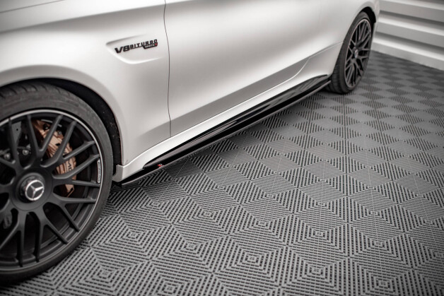 Seitenschweller Ansatz Cup Leisten V.1 passend für Mercedes-AMG C 63 AMG Coupe C205 Facelift schwarz matt
