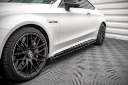 Seitenschweller Ansatz Cup Leisten V.2 für Mercedes-AMG C 63 AMG Coupe C205 FL schwarz Hochglanz