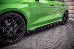 Street Pro Seitenschweller Ansatz Cup Leisten passend für Audi RS3 8Y Limousine SCHWARZ+ HOCHGLANZ FLAPS