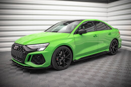 Street Pro Seitenschweller Ansatz Cup Leisten passend für Audi RS3 8Y Limousine SCHWARZ+ HOCHGLANZ FLAPS