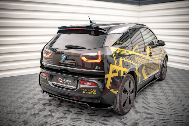 Mittlerer Cup Diffusor Heck Ansatz DTM Look passend für BMW i3 Mk1 Facelift schwarz Hochglanz