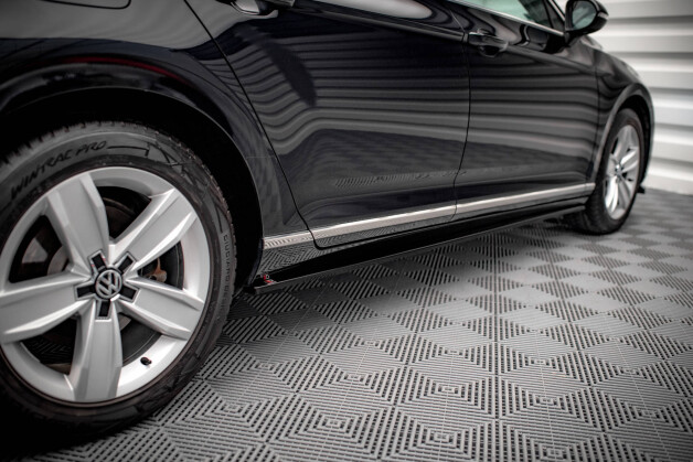 Seitenschweller Ansatz Cup Leisten passend für VW Passat B8 Facelift schwarz Hochglanz