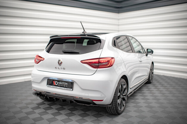 Mittlerer Cup Diffusor Heck Ansatz DTM Look passend für Renault Clio Mk5 schwarz Hochglanz