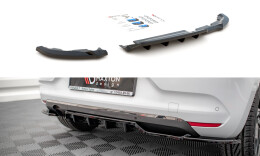 Mittlerer Cup Diffusor Heck Ansatz DTM Look passend für Renault Clio Mk5 schwarz Hochglanz