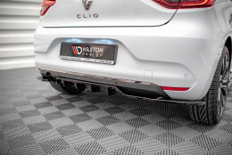 Mittlerer Cup Diffusor Heck Ansatz DTM Look passend für Renault Clio Mk5 schwarz Hochglanz