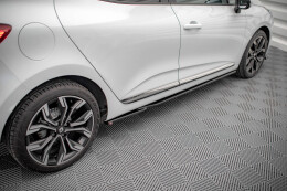 Seitenschweller Ansatz Cup Leisten für Renault Clio Mk5 schwarz Hochglanz