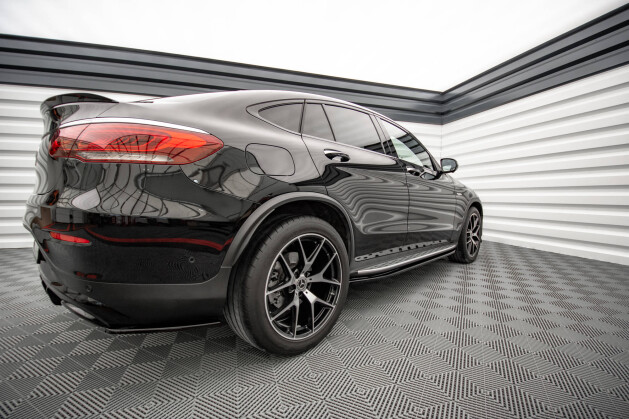 Seitenschweller Ansatz Cup Leisten für V.1 für Mercedes-Benz GLC Coupe AMG-Line C253 Facelift schwarz Hochglanz