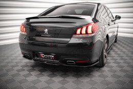 Mittlerer Cup Diffusor Heck Ansatz passend für Peugeot 508 GT Mk1 Facelift schwarz Hochglanz