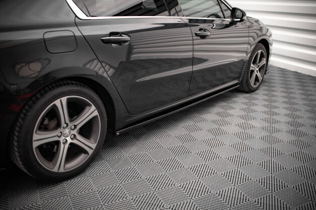 Seitenschweller Ansatz Cup Leisten passend für Peugeot 508 GT Mk1 Facelift schwarz Hochglanz