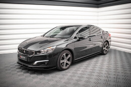 Seitenschweller Ansatz Cup Leisten passend für Peugeot 508 GT Mk1 Facelift schwarz Hochglanz