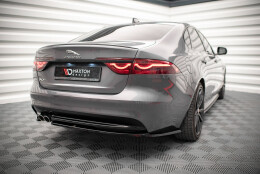 Heck Ansatz Flaps Diffusor passend für Jaguar XF R-Sport Mk2 schwarz Hochglanz