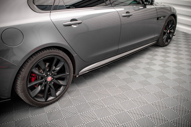 Seitenschweller Ansatz Cup Leisten passend für Jaguar XF R-Sport Mk2 schwarz Hochglanz