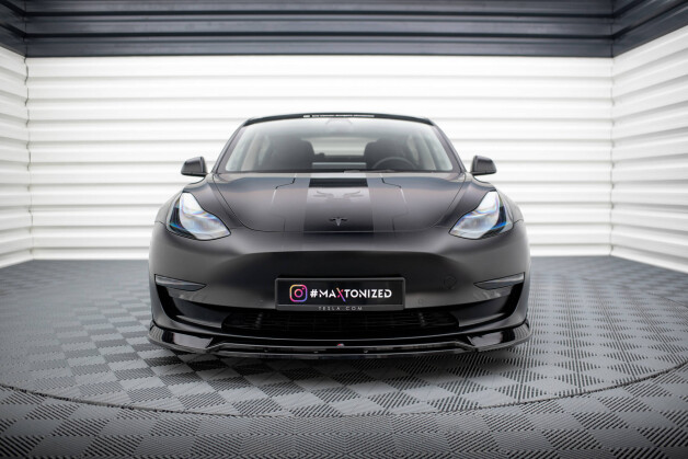 Cup Spoilerlippe Front Ansatz V.3 passend für Tesla Model 3 schwarz Hochglanz