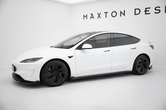 Seitenschweller Ansatz Cup Leisten V.3 passend für Tesla Model 3 Performance Mk1 Facelift schwarz Hochglanz