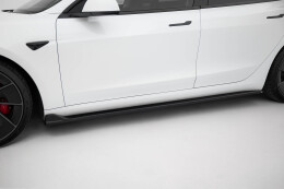 Seitenschweller Ansatz Cup Leisten V.3 passend für Tesla Model 3 Performance Mk1 Facelift schwarz Hochglanz