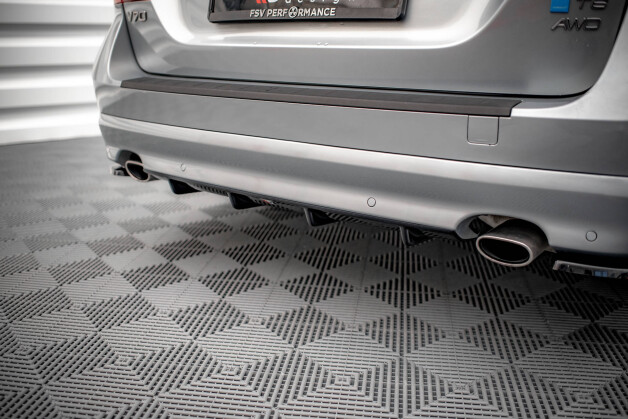 Heck Ansatz Diffusor passend für Volvo V70 Mk3 schwarz Hochglanz