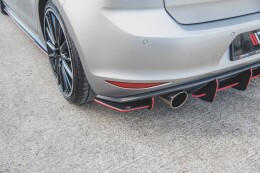 Street Pro Heck Ansatz Flaps Diffusor V.1 L + R für VW Golf 7 GTI SCHWARZ-ROT