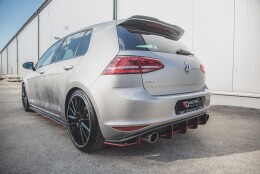 Street Pro Heck Ansatz Flaps Diffusor V.1 L + R passend für VW Golf 7 GTI schwarz-rot