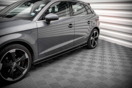 Seitenschweller Ansatz Cup Leisten für Audi A3 Sportback 8V schwarz Hochglanz