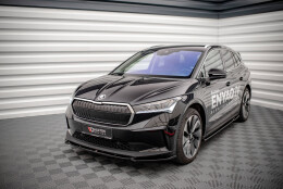 Street+ Spoilerlippe Front Ansatz V.3 passend für Skoda Enyaq iV schwarz Hochglanz