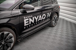 Seitenschweller Ansatz Cup Leisten für Skoda Enyaq iV Carbon Look