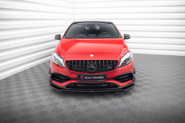Cup Spoilerlippe Front Ansatz V.2 passend für Mercedes-Benz A45 Aero W176 Facelift schwarz Hochglanz