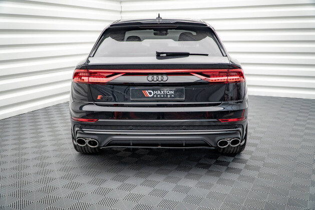 Mittlerer Cup Diffusor Heck Ansatz DTM Look passend für Audi SQ8 Mk1 schwarz Hochglanz
