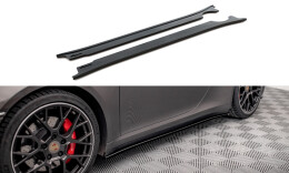Seitenschweller Ansatz Cup Leisten passend für Porsche 911 Carrera 4S 992 schwarz Hochglanz