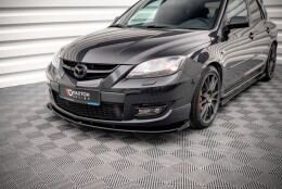 Street Pro Cup Spoilerlippe Front Ansatz für + Flaps für V.1 + Flaps Mazda 3 MPS Mk1 schwarz Hochglanz