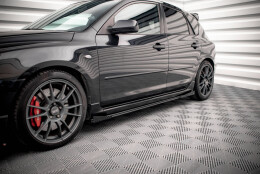 Street Pro Seitenschweller Ansatz Cup Leisten passend für Mazda 3 MPS Mk1 SCHWARZ+ HOCHGLANZ FLAPS