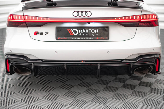 Heck Ansatz Diffusor für Audi RS7 C8 / RS6 C8 (mit AHK) schwarz Hochglanz