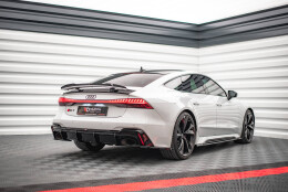 Heck Ansatz Diffusor für Audi RS7 C8 / RS6 C8 (mit AHK) schwarz Hochglanz