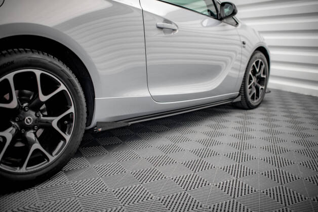 Street Pro Seitenschweller Ansatz Cup Leisten passend für Opel Astra GTC OPC-Line J SCHWARZ+ HOCHGLANZ FLAPS