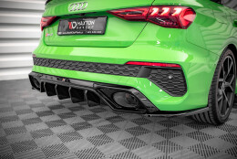 Heck Ansatz Flaps Diffusor passend für Audi RS3 Limousine 8Y schwarz Hochglanz