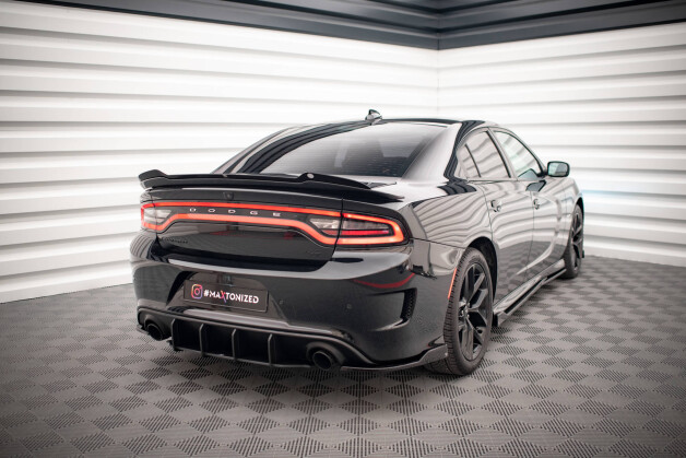 Heck Ansatz Flaps Diffusor passend für Dodge Charger SRT Mk7 Facelift schwarz Hochglanz