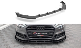 Street Pro Cup Spoilerlippe Front Ansatz für + Flaps für V.1 + Flaps Audi S3 / A3 S-Line Sportback 8V Facelift schwarz Hochglanz