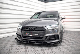 Street Pro Cup Spoilerlippe Front Ansatz passend für Audi S3 Sportback 8V Facelift SCHWARZ+ HOCHGLANZ FLAPS