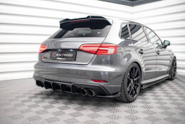 Street Pro Heck Ansatz Flaps Diffusor passend für Audi S3 Sportback 8V Facelift rot+ Hochglanz Flaps