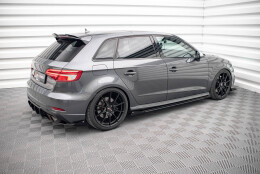Street Pro Seitenschweller Ansatz Cup Leisten passend für Audi S3 Sportback 8V Facelift SCHWARZ+ HOCHGLANZ FLAPS