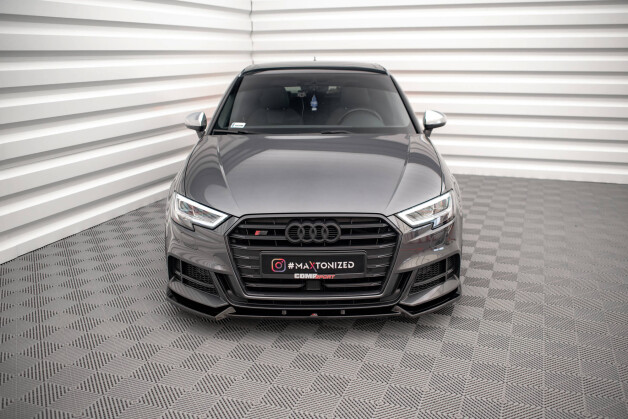 Cup Spoilerlippe Front Ansatz V.1 passend für Audi S3 / A3 S-Line Sportback 8V Facelift schwarz Hochglanz