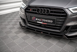 Cup Spoilerlippe Front Ansatz V.1 passend für Audi S3 / A3 S-Line Sportback 8V Facelift schwarz Hochglanz