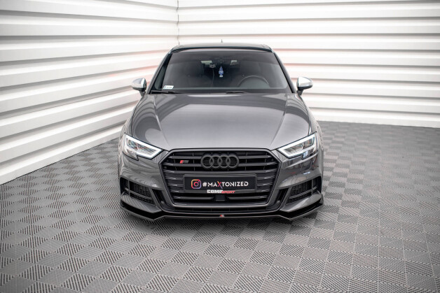 Cup Spoilerlippe Front Ansatz V.2 passend für Audi S3 / A3 S-Line Sportback 8V Facelift schwarz Hochglanz