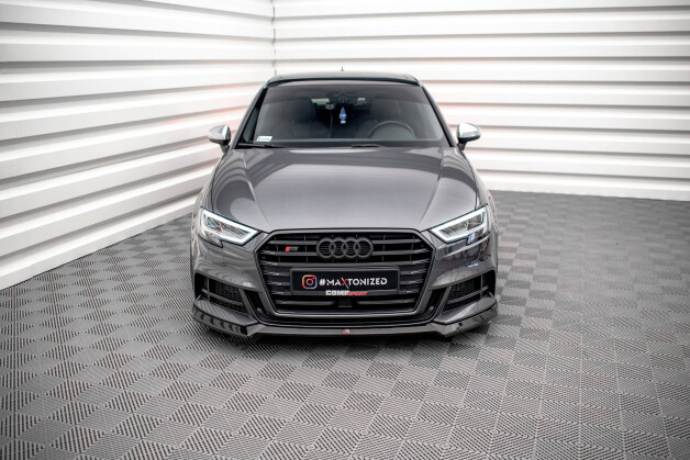 Cup Spoilerlippe Front Ansatz V.3 passend für Audi S3 / A3 S-Line Sportback 8V Facelift schwarz Hochglanz