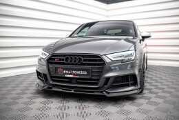Cup Spoilerlippe Front Ansatz V.3 passend für Audi S3 / A3 S-Line Sportback 8V Facelift schwarz Hochglanz