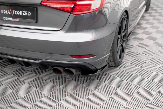 Heck Ansatz Flaps Diffusor V.1 passend für Audi S3 Sportback 8V Facelift schwarz Hochglanz