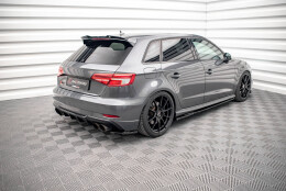 Heck Ansatz Flaps Diffusor V.1 passend für Audi S3 Sportback 8V Facelift schwarz Hochglanz