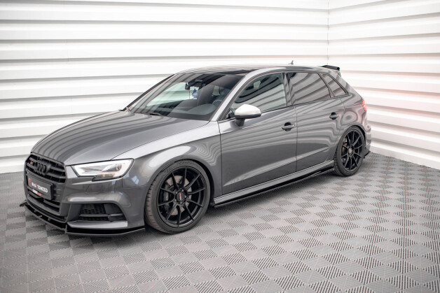 Seitenschweller Ansatz Cup Leisten passend für Audi S3 / A3 S-Line Sportback 8V Facelift schwarz Hochglanz