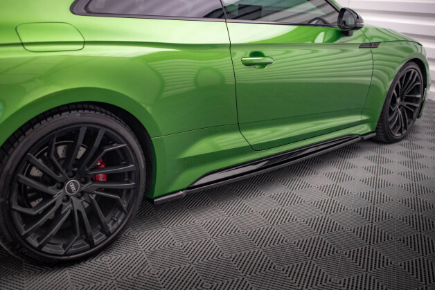 Seitenschweller Ansatz Cup Leisten passend für Audi RS5 Coupe F5 Facelift schwarz Hochglanz
