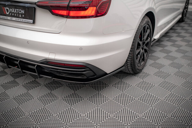 Heck Ansatz Flaps Diffusor passend für Audi A4 B9 Facelift schwarz Hochglanz